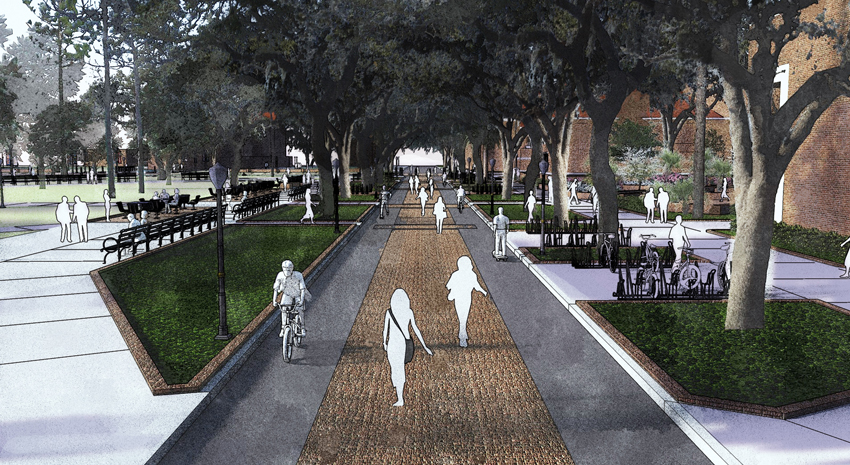 a rendering of newell drive looking south