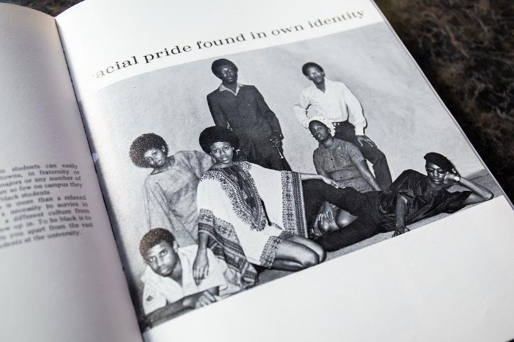 <p>“Racial pride found in our own identity” spread in the Seminole 1969-70 yearbook. University of Florida Archives, George A. Smathers Libraries, University of Florida.</p>