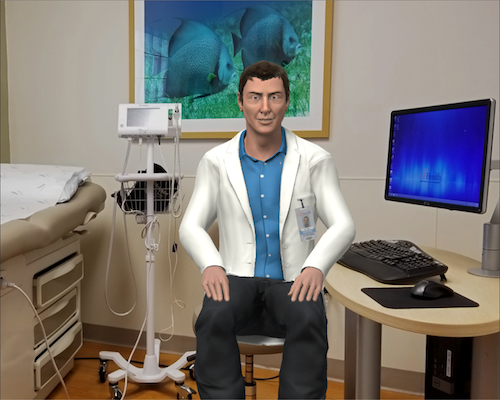 a virtual doctor in an exam room