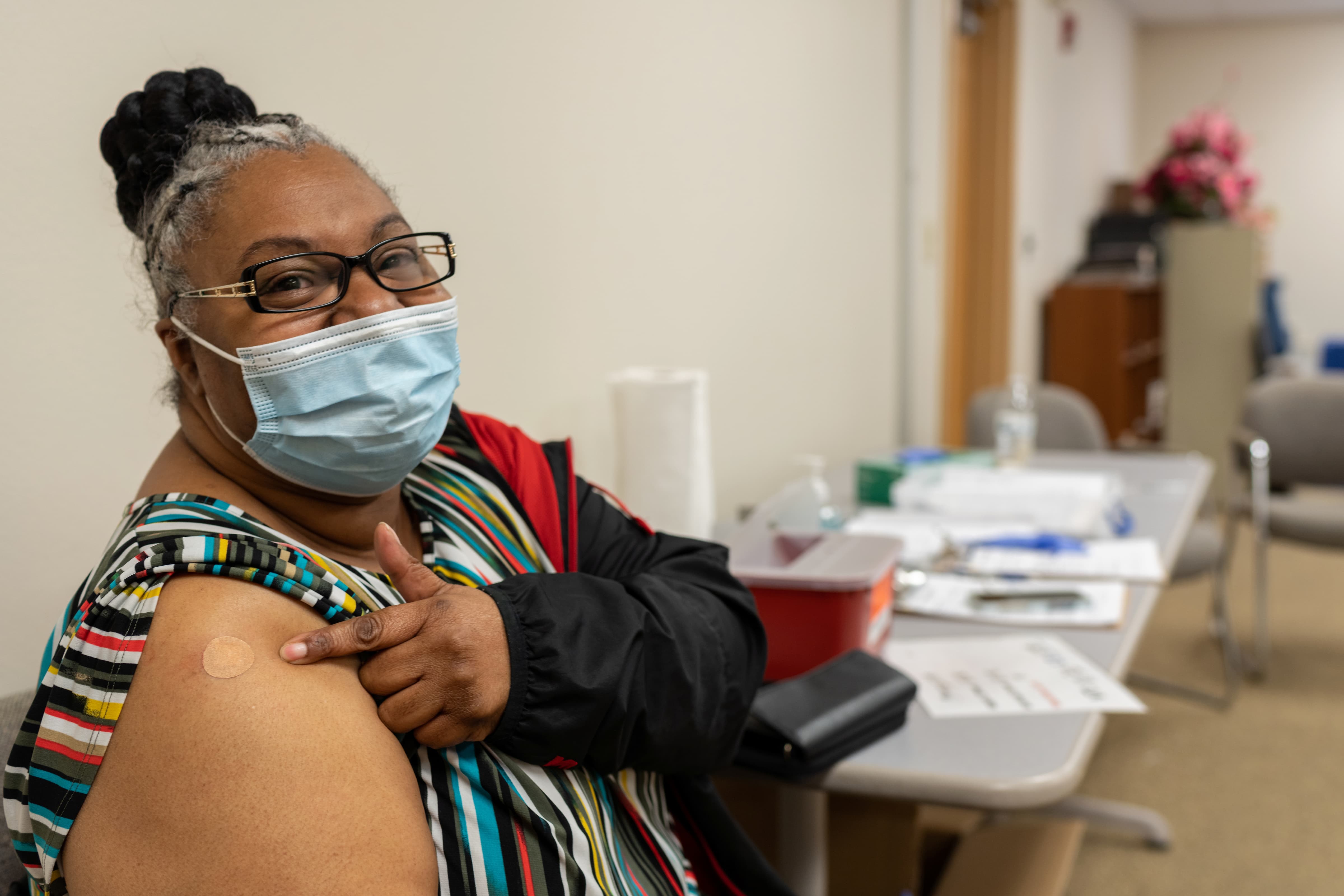 Vera Montgomery was one of several hundred people who received a COVID-19 vaccination at the Mt. Moriah Missionary Baptist Church in Gainesville last Friday.