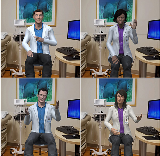 Using virtual intervention, patients interact with a diverse group of virtual doctors in a digital replica of a UF Health exam room.