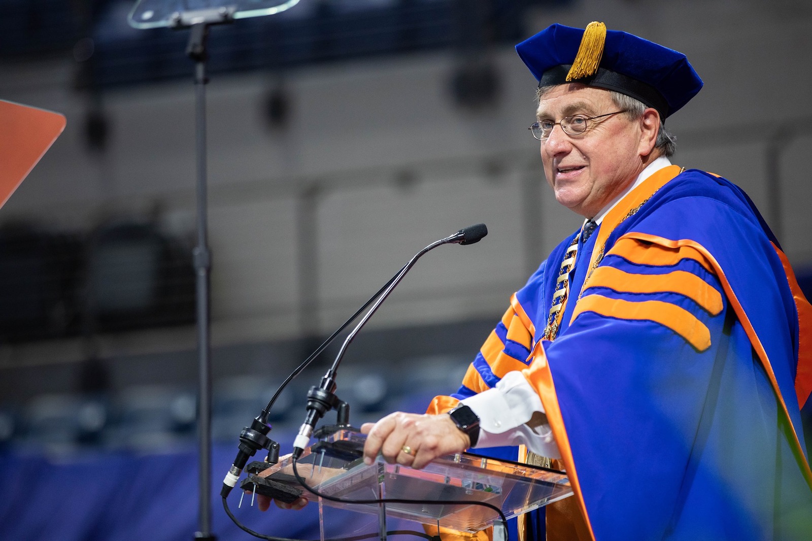 President. Fuchs at UF commencement in April 2021