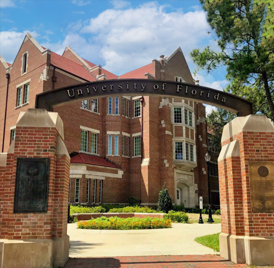 A photo of the University of Florida gateway on University Avenue and 13th Street