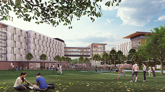 Renderings of the new Undergraduate Residential Complex under construction.