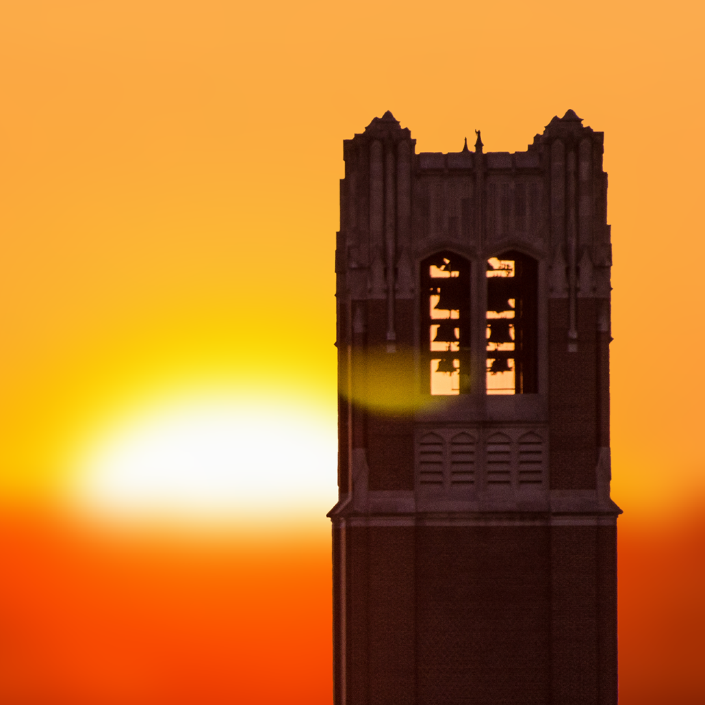 An image of UF's Century Tower at sunrise.  