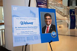 <p>The Honorable Sethuraman Panchanathan, director of the National Science Foundation, visited the University of Florida on Friday, May 27. Photo Credit: Univeristy of Florida/Bri Lehan</p>