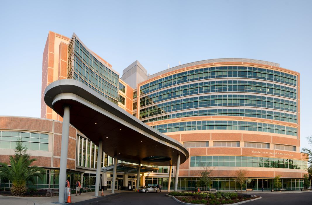 The entrance of the UF cancer hospital