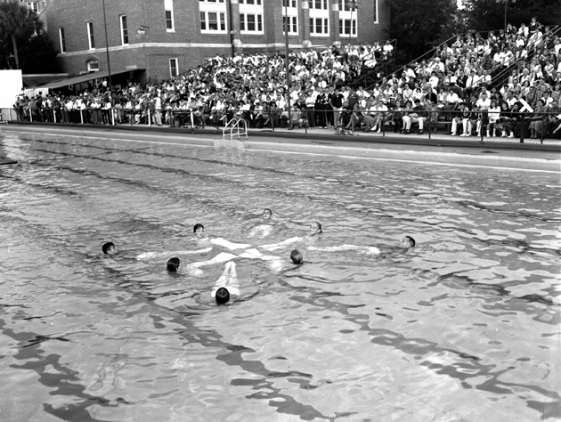 A synchronized swim team performing at the University of Florida in 1958.