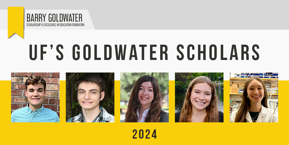 A graphic of five University of Florida students who are Goldwater Scholar nominees.