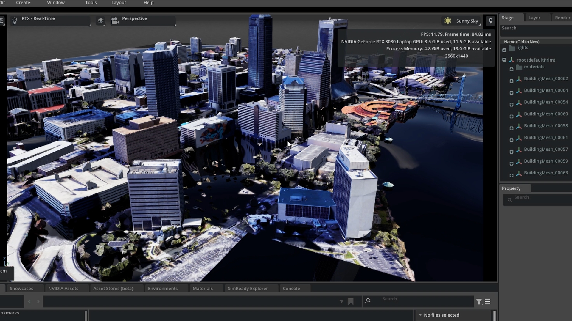 Virtual simulation of a flooded Jacksonville on a computer monitor.