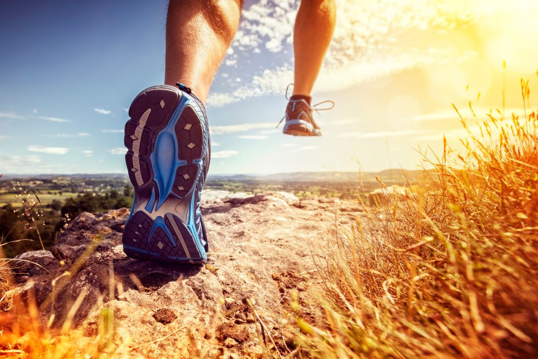 A close up of running legs in mid stride