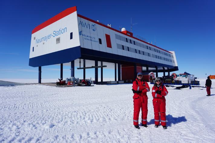 Anna-Lisa Paul and Rob Ferl stand outside of an arctic research center.