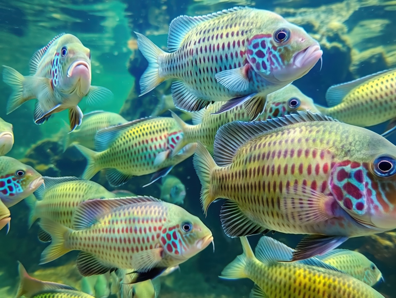 a school of spotted fish