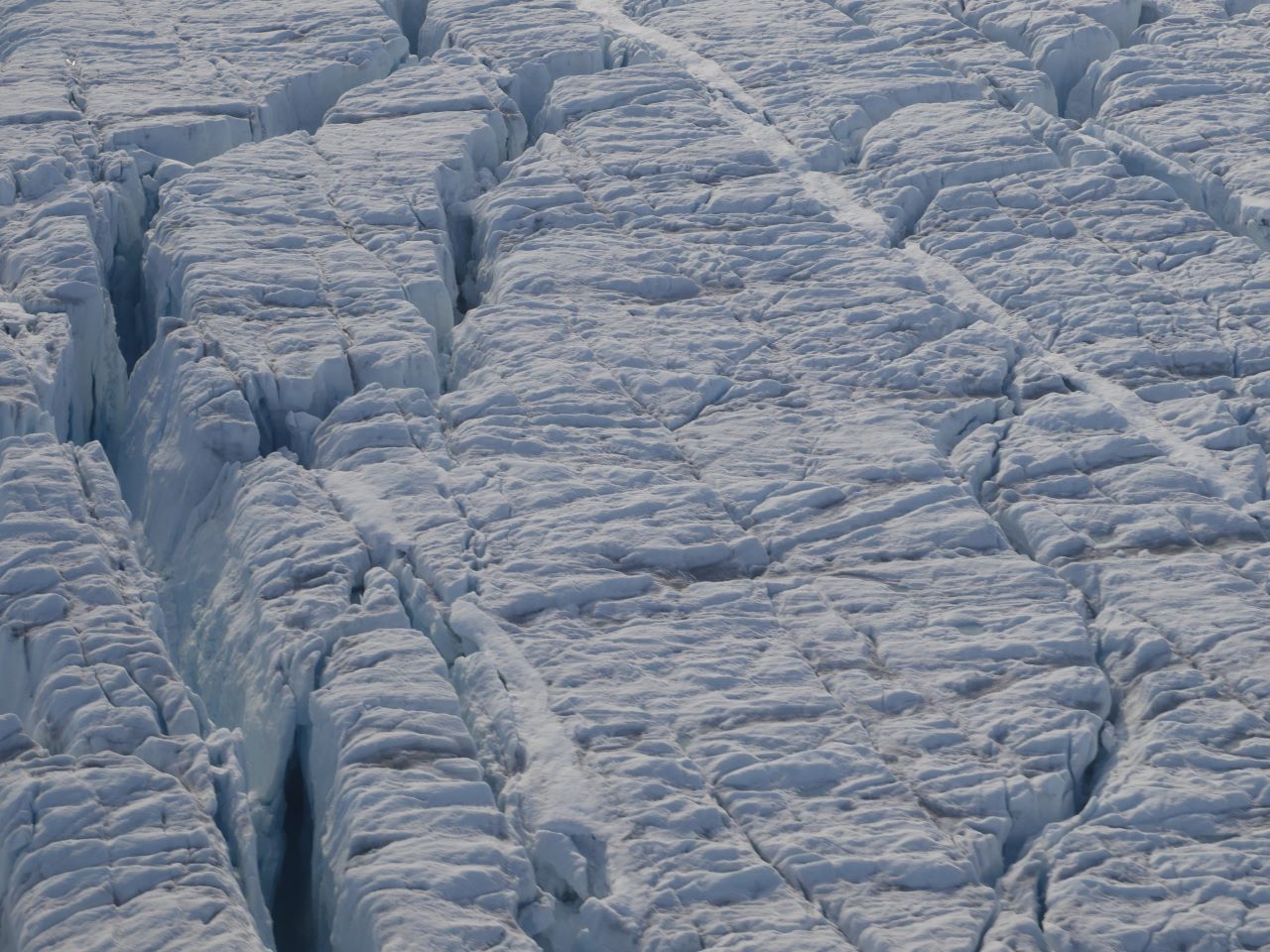 Crevasses in a glacier