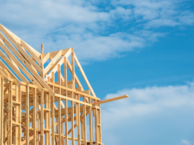 A stock photo of new construction and sky background.