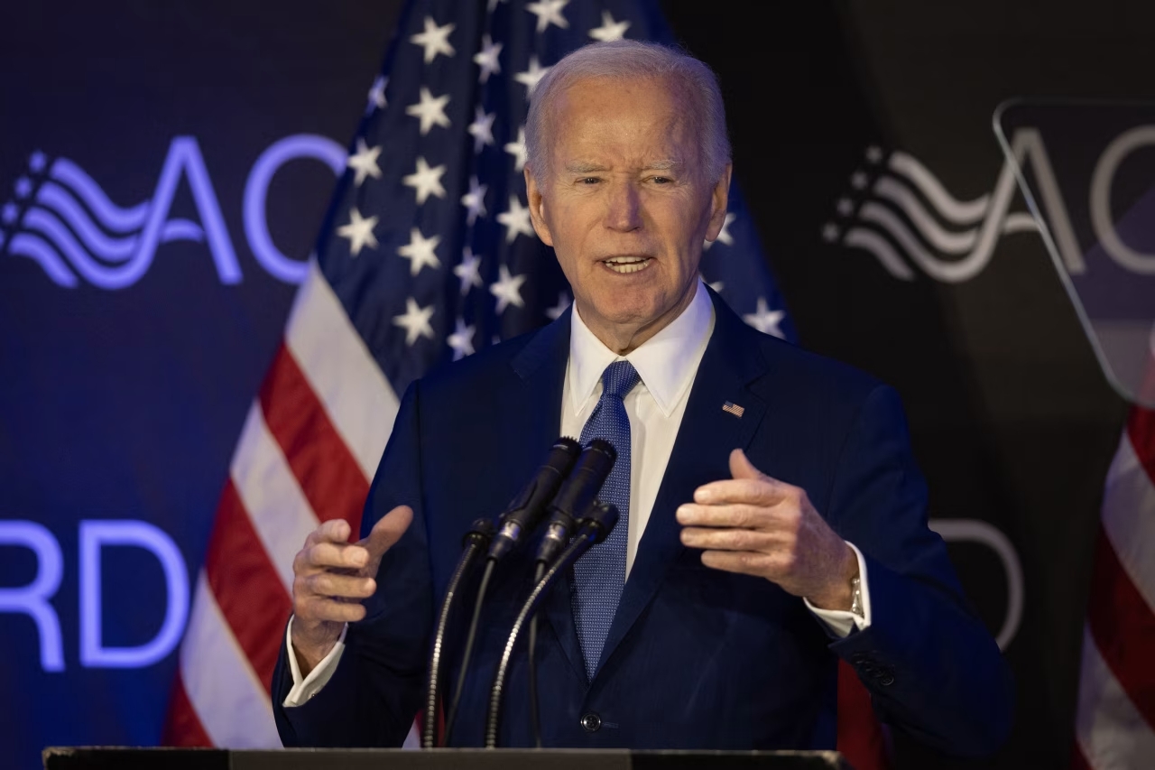 Former President Joe Biden at a conference in Chicago, April 15. PHOTO: SCOTT OLSON/GETTY IMAGES