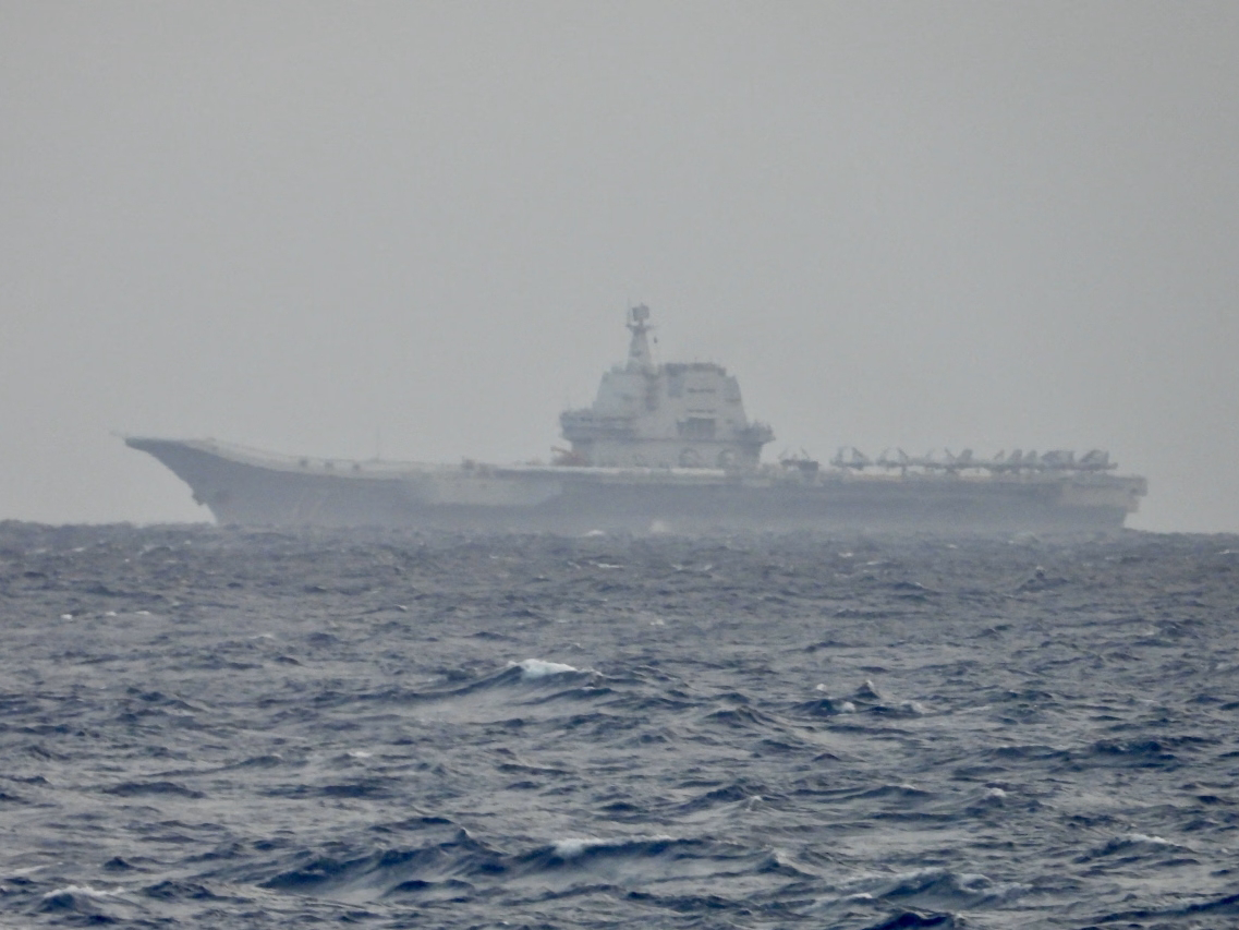 The Chinese aircraft carrier Shandong in waters off Taiwan, March 31. PHOTO: HANDOUT/AGENCE FRANCE-PRESSE/GETTY IMAGES
