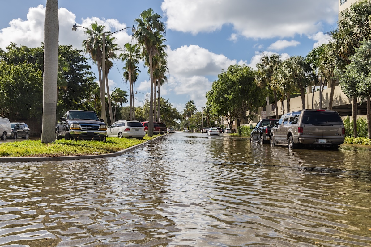 a street in Miami is flooded