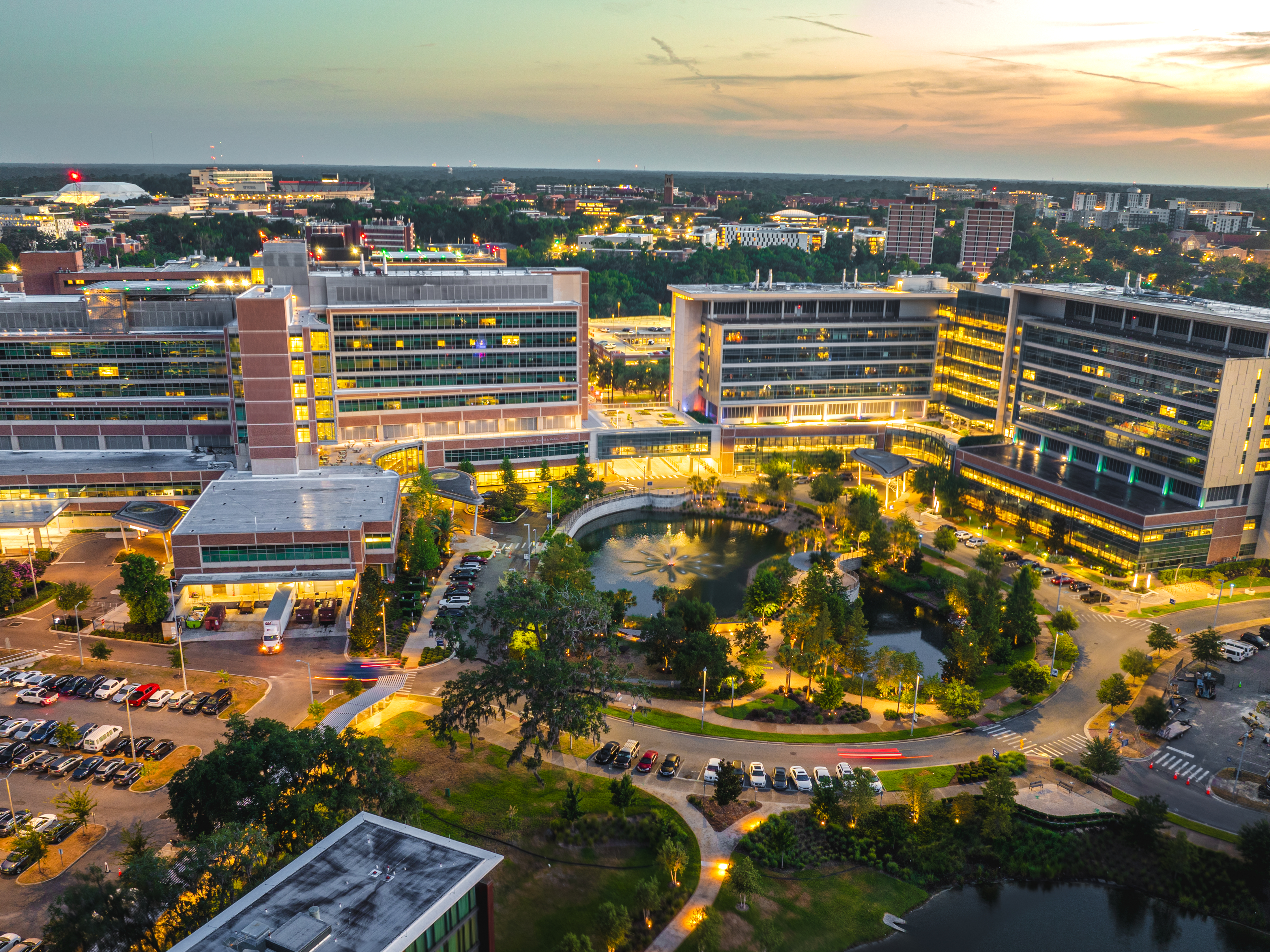 UF Health Campus during sunrise
