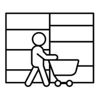 An icon of a person shopping at a supermarket