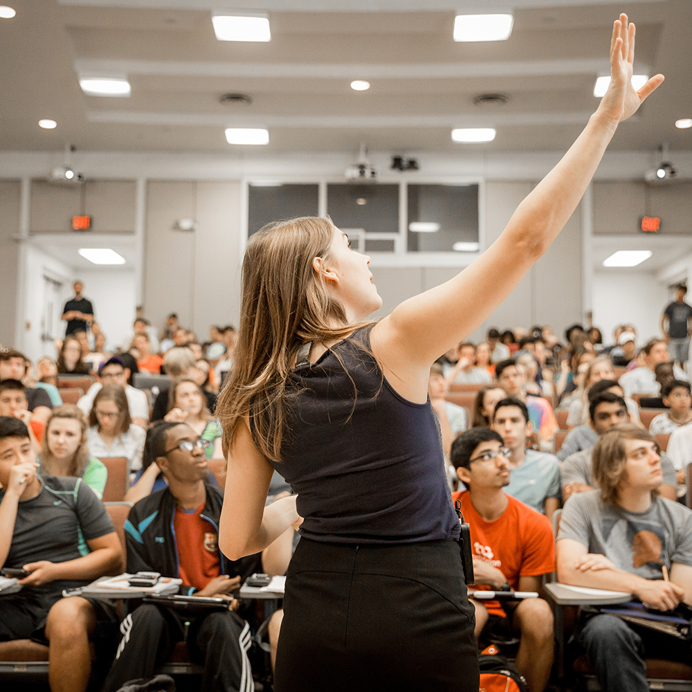 professor in large classroom